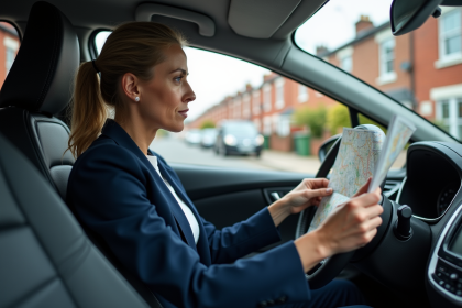 Femme d'âge moyen dans une voiture à Londres