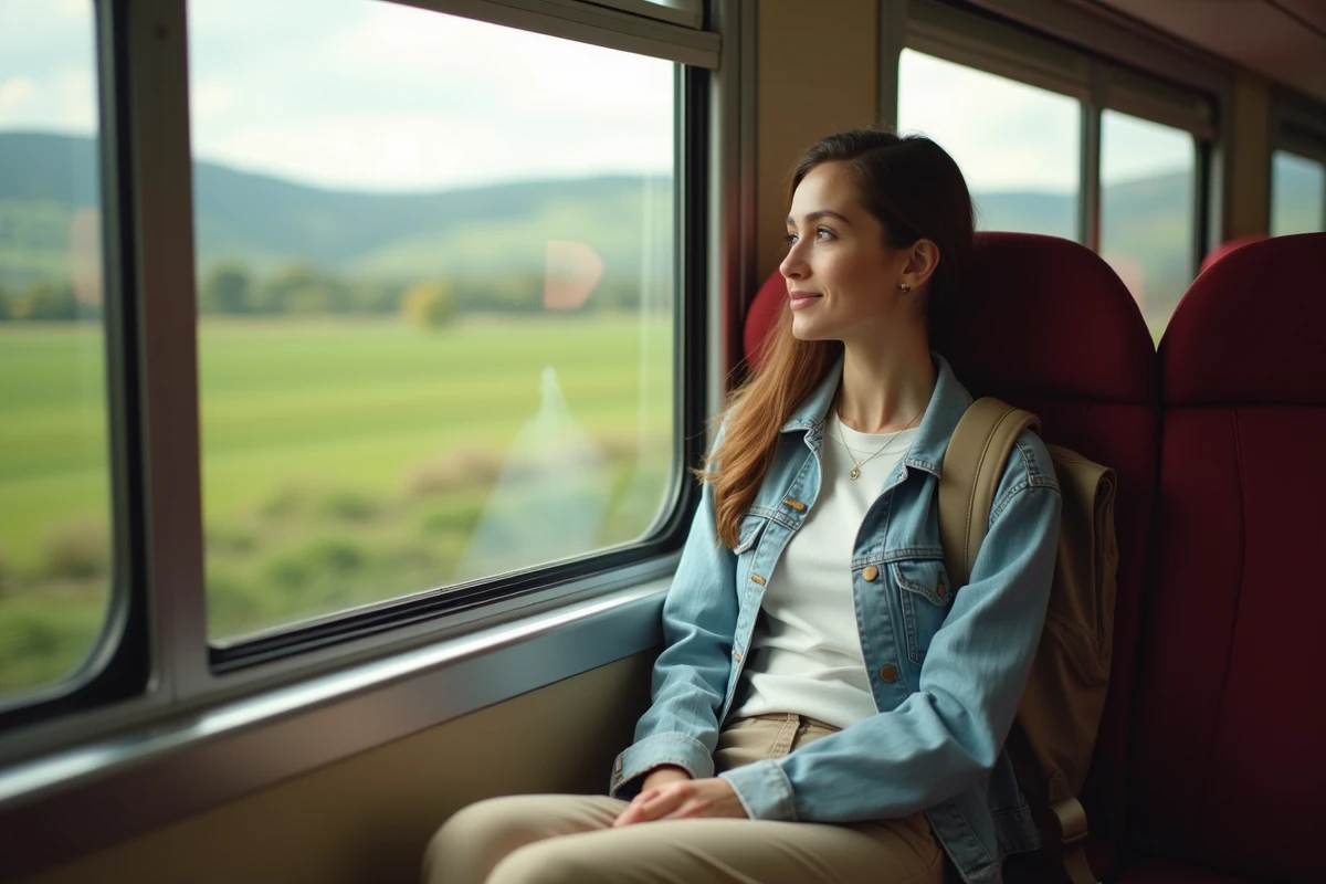 Jeune femme en voyage regardant la campagne toscane
