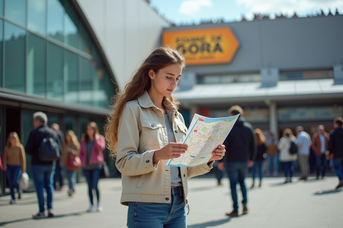Jeune femme regardant la carte à l