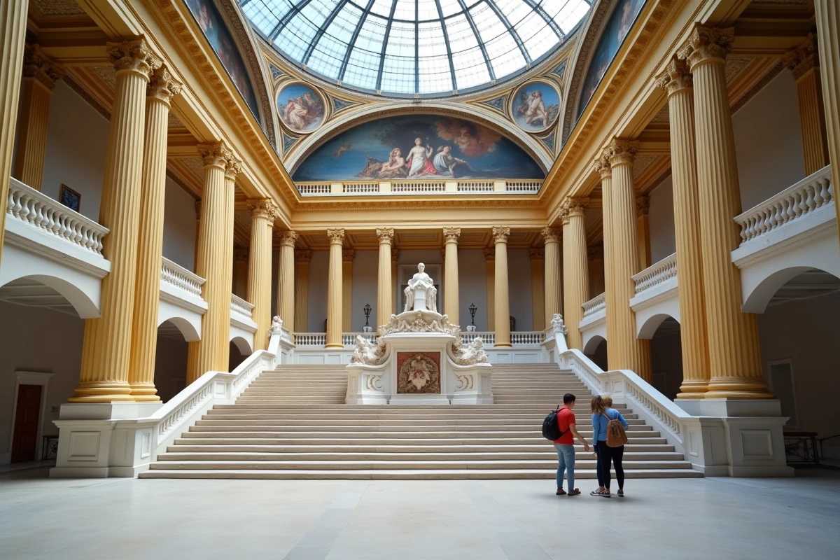 Intérieur majestueux du Kunsthistorisches Museum de Vienne avec ses escaliers en marbre et son plafond doré
