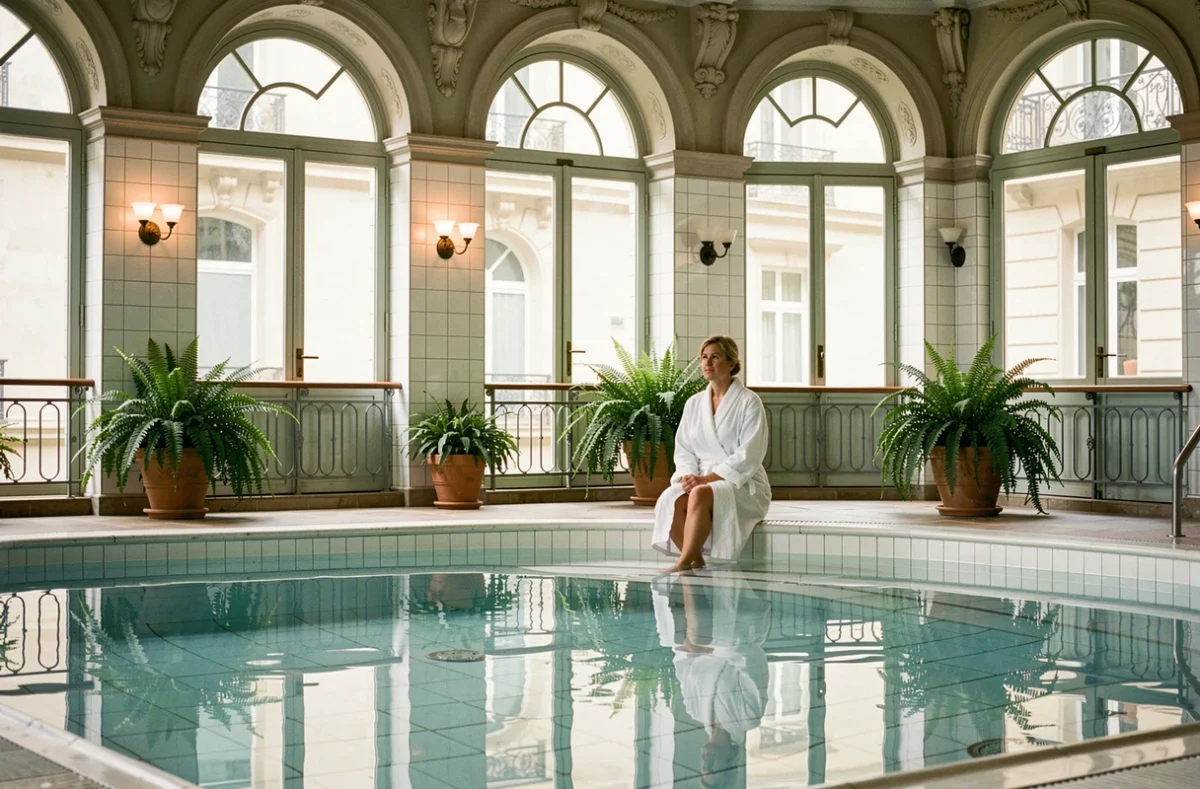 Piscine bien-être du Relais de Vittel dans un bâtiment thermal Belle Époque des Vosges thermales