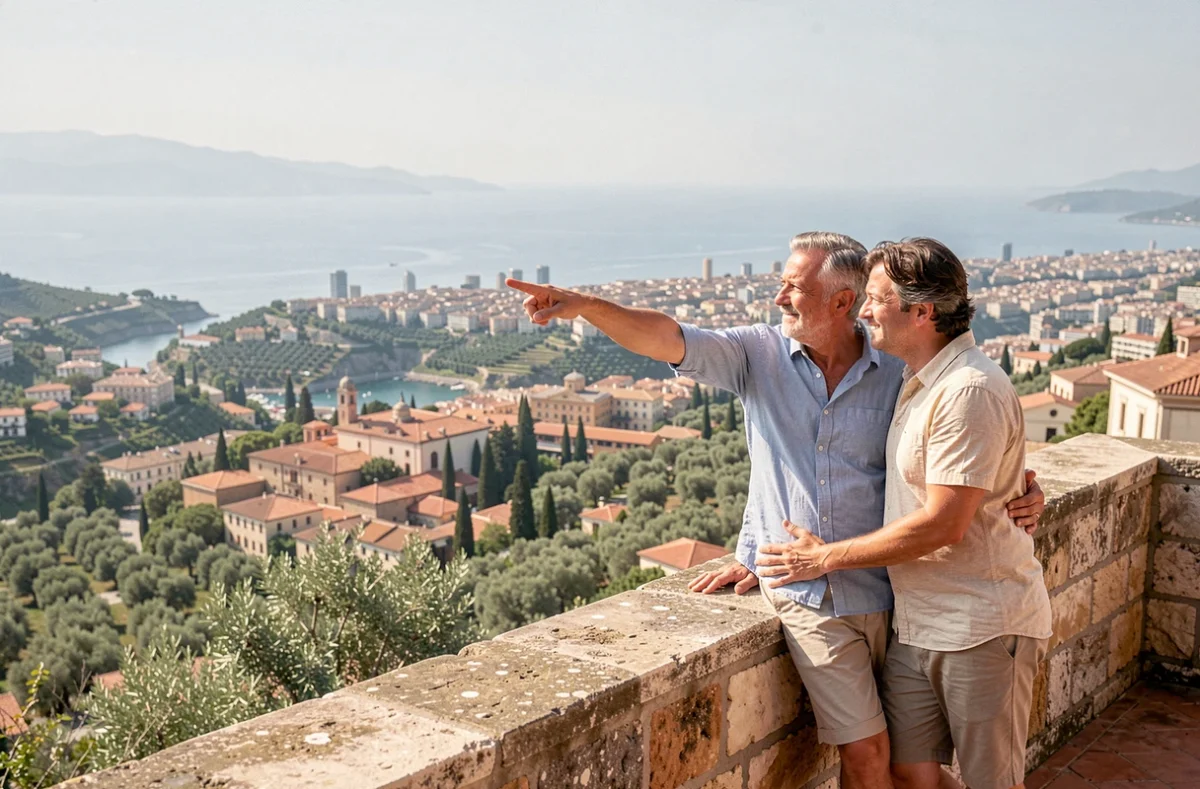 Vue panoramique depuis la terrasse de la cathédrale de Monreale sur la vallée de la Conca d'Oro et Palerme